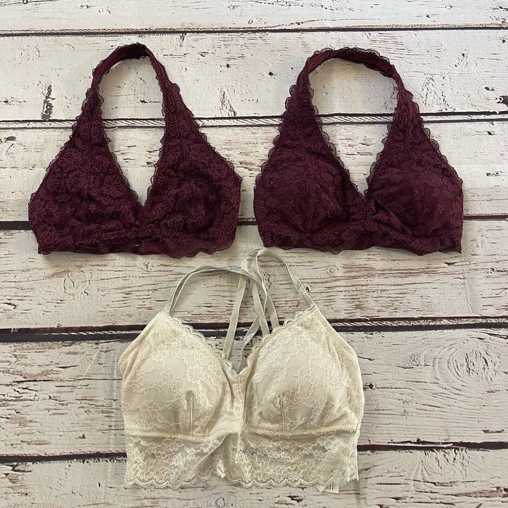 Gilly Hicks Bralette Bra Small Medium Lace Wireless Floral Padded Lot of 3